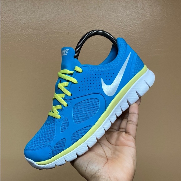 2012 Nike Flex Run Fitsole Turquoise Volt White Running Sneakers - Picture 11 of 16